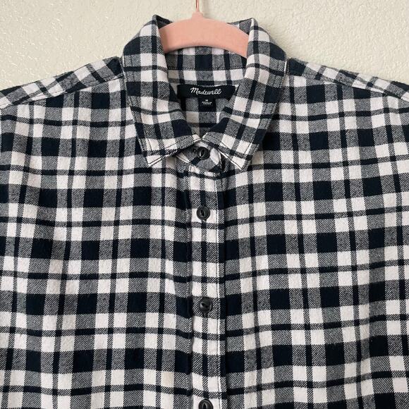 Madewell Top Womens Medium Black White Bridgeport Check Flannel Shirt Button Up - Picture 4 of 12